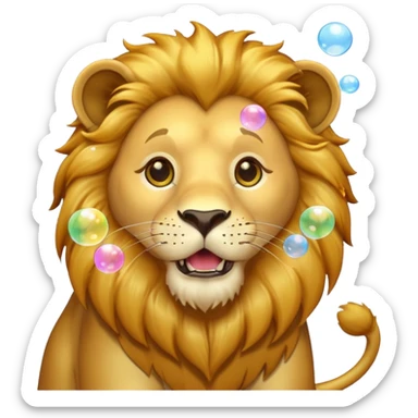  lion blowing bubbles sticker