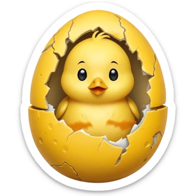 cartoon chick sitting inside a eggshell sticker