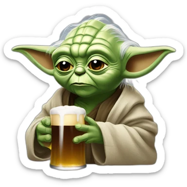 Yoda buvant une bière  sticker