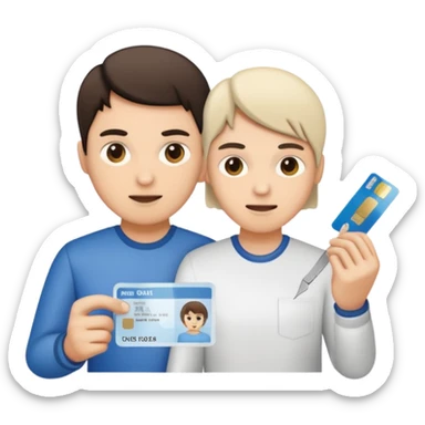 Scissors cutting an ID card in 2 halfs.hyper realistic sticker