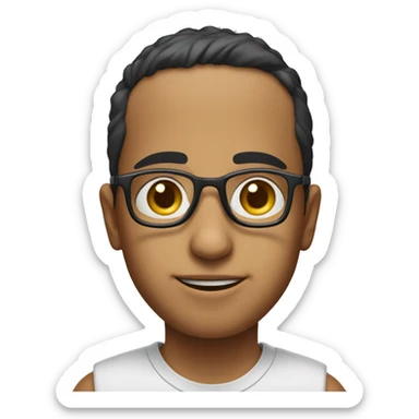 a token of an Arab boy wearing glasses with a degrader sticker