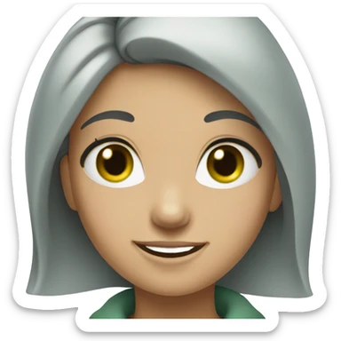 smiling girl with green eyes grey hair sticker
