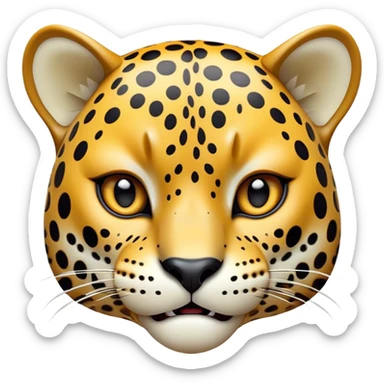 Cinematic Comical Jaguar Portrait Emoji, Head tilted dramatically with an exaggeratedly shocked expression, featuring a sleek, agile form with bold spotted patterns and wide, comically expressive eyes full of humorous disbelief, Simplified yet hilariously expressive features, highly detailed, glowing with a slightly sassy wild glow, high shine, dramatic yet playful, stylized with an air of quirky feline attitude, soft glowing outline, capturing the essence of a meme-worthy jaguar that appears ready to side-eye its way into viral fame instantly! sticker