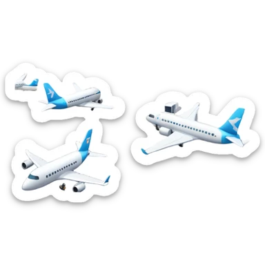 A 3D cartoon airport terminal building with glass windows and airplanes nearby, clean lighting, Memoji-style rendering. sticker