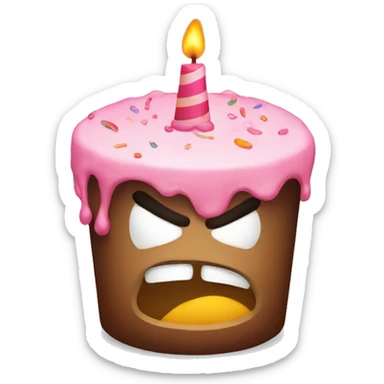 Angry birthday cake angry face ios emoji style sticker
