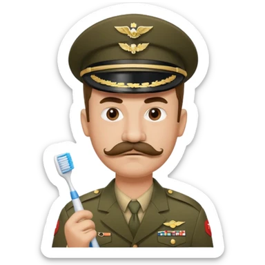 Hitler emoji in military dress and toothbrush mustache  sticker