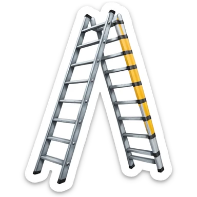 Broken ladder with tape fix sticker