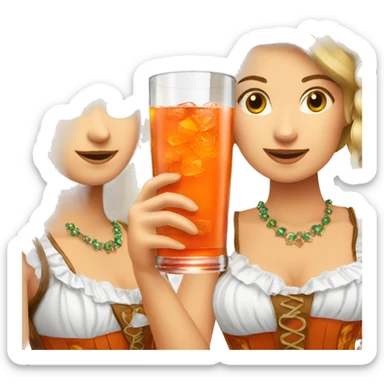 three Bavarian girl drinking aperol sticker