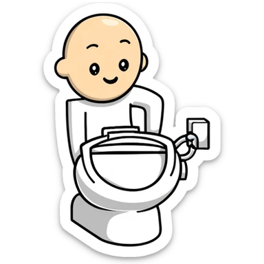 person with head in toilet bowl sticker