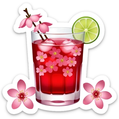 Realistic alcoholic drink, made with cherry blossom petals, grenadine and sour limes sticker