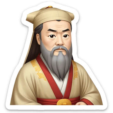 Cinematic Realistic Confucius Portrait Emoji, depicted as a wise ancient philosopher in traditional robes with a serene, contemplative expression, rendered with soft timeless textures and harmonious natural lighting that captures his enduring wisdom. sticker