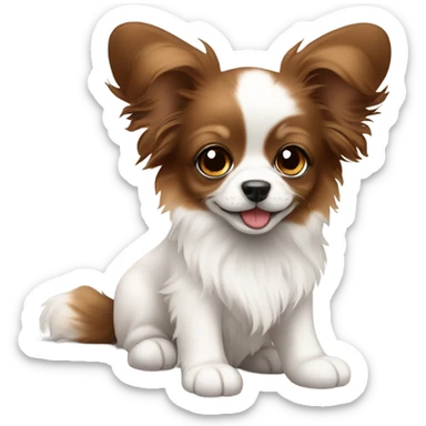 Cute papillon puppy brown and white phalene sticker