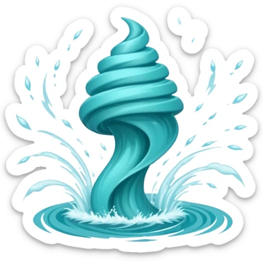 Swirling tornado coming out of the water mark the colur teal with arms and legs coming out the side in a storm sticker