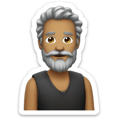 barbe poivre et sel cheveux noirs sticker