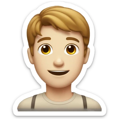 Smiley male with short brown hair and a pale complexion with a few freckles.  sticker