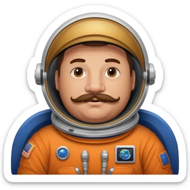 astronaut very fat man with moustache sticker