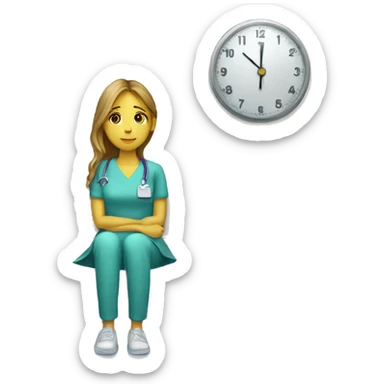 Patience girl in the waitin room of a hospital sticker