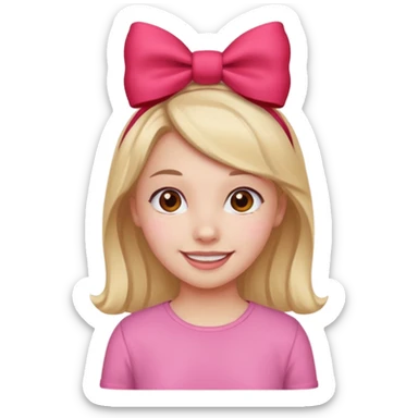 Girl with red bow on her head and pink shirt sticker