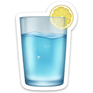 a glass of water with lemon sticker