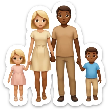 silhouette family with mom dad teenage daughter toddler son and baby.  sticker