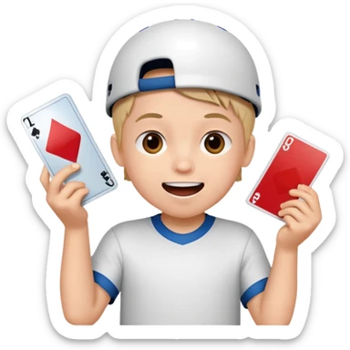 Kid opening sports cards sticker