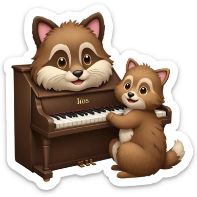 animal playing piano sticker