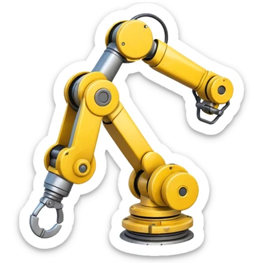 Industrial Arm – Yellow robotic arm, gripping tool sticker