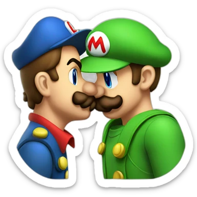 Luigi kissing Mario sticker