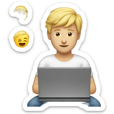 jeune homme blond entrain de frapper son ordinateur  sticker