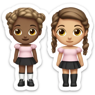 A bow with soft pink and a small girl with brown hair light tan skin off shoulder shot and black leggings sitting on the bow sticker