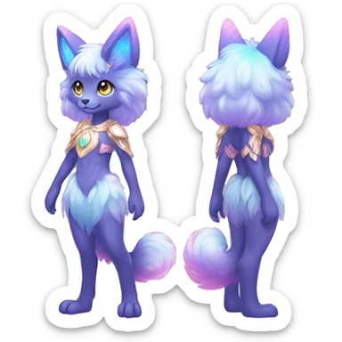 Shiny Sparkly Colorful Fluffy beautiful fantasy Kawaii Ethereal Anthro Sona Nebula-Crystal-Fakemon-animal Full Body sticker