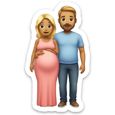 A pregnant woman with her husband  sticker