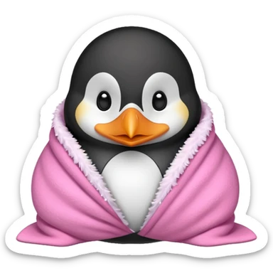 Cute penguin wrapped on pink blanket sticker