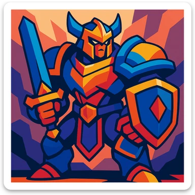 League of Legends-inspired champion, armored and powerful, vibrant cartoon style sticker
