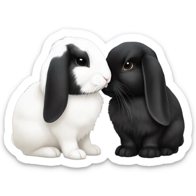 white lop eared bunny kissing black lop eared bunny sticker