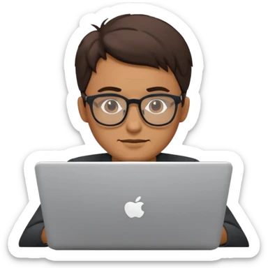 male technologist working on a laptop sticker