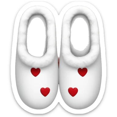 fur white slippers with red hearts sticker
