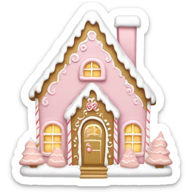 light pink and gold and white gingerbread house sticker