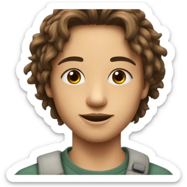 adolescente avec un gribouillis au dessus de sa tête sticker