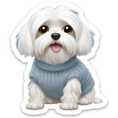 maltese dog wearing a sweater sticker