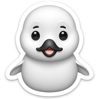 Crea una cría de foca arpa (conocida como whitecoat) descansando sobre el hielo.Es prácticamente una esfera perfecta de pelaje blanco y esponjoso.Tiene ojos oscuros, una nariz negra pequeña y bigotes largos que resaltan sobre su cara clara sticker