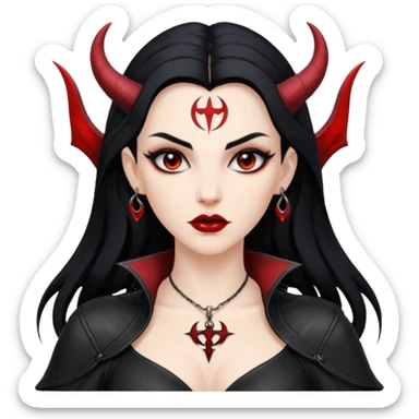Lilith symbol seductress evil brow haired sexy succubus woman with leather on sticker