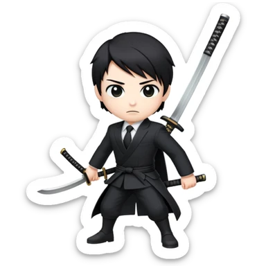 main character of a "Katana Zero" computer game sticker