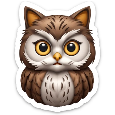 Cat and owl hybrid sticker