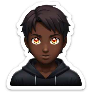 silhouette of a person with glowing eyes in darkness, mysterious anime character sticker