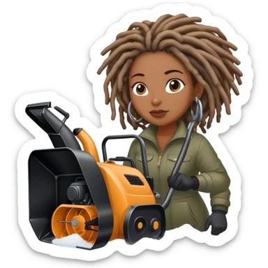 Black woman with locs snowblower  sticker