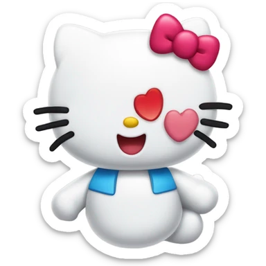 hello kitty winking and sticking out tounge holding up peace sign  sticker