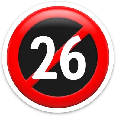 Cermin red prohibited inside with white text 26 with black circle sticker