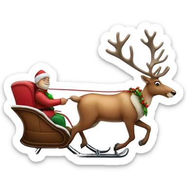 reindeer pulling sleigh  sticker