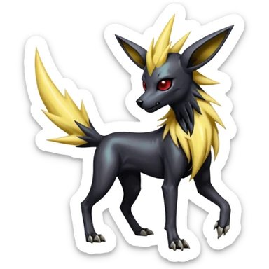 Skeletal Skinny Shiny Iridescent Dark Gloomy Edgy Gothic Cool Badass Jolteon-Houndoom-Manectric-fusion sticker